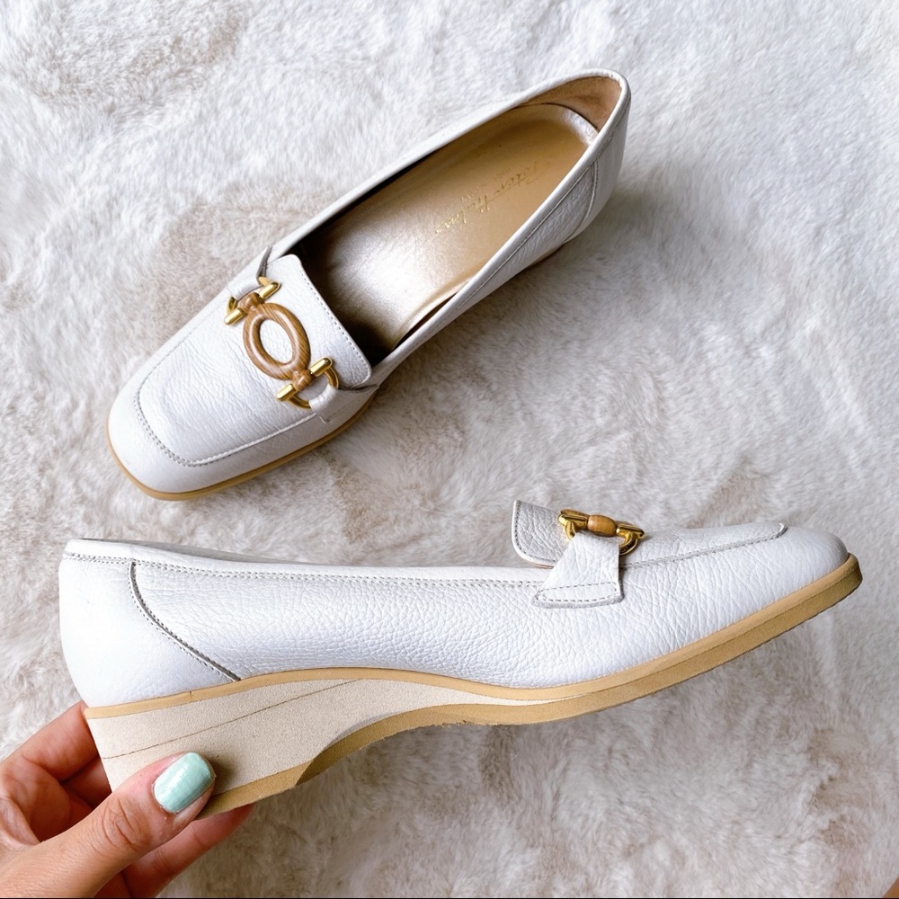 🇮🇹 PETER HAHN MADE IN ITALY WHITE LEATHER CASUAL WEDGES!